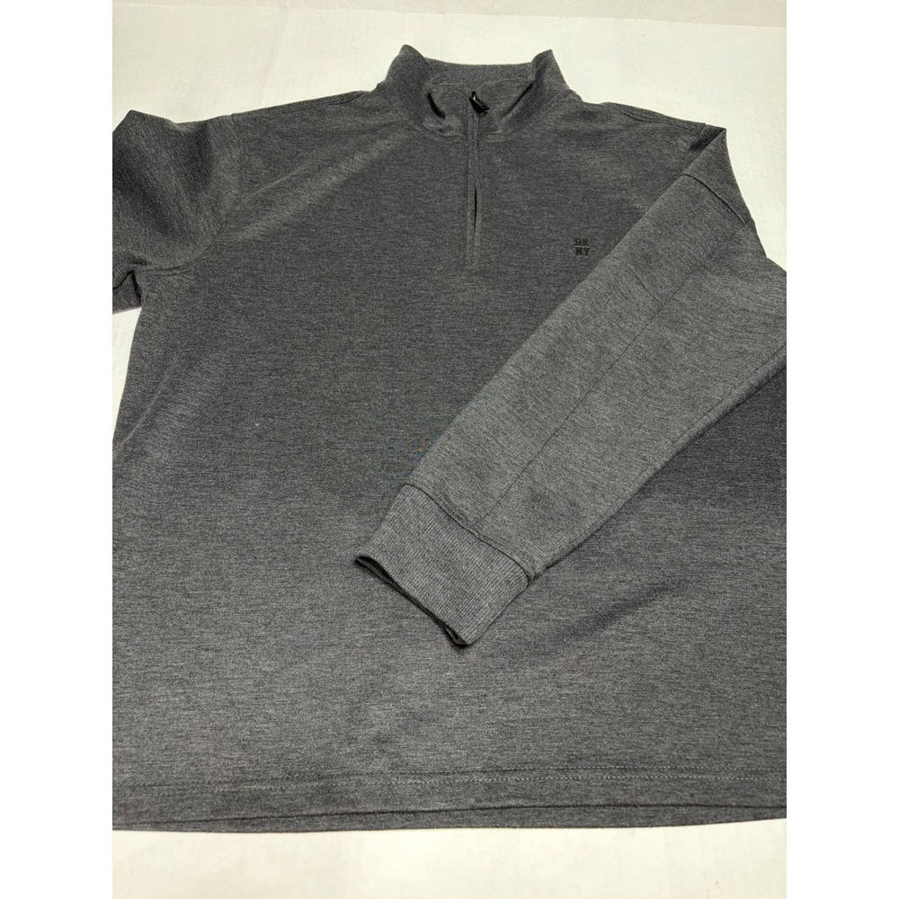 DKNY Mens Quarter Zip Pullover Charcoal Heather Grey Mock Neck XL